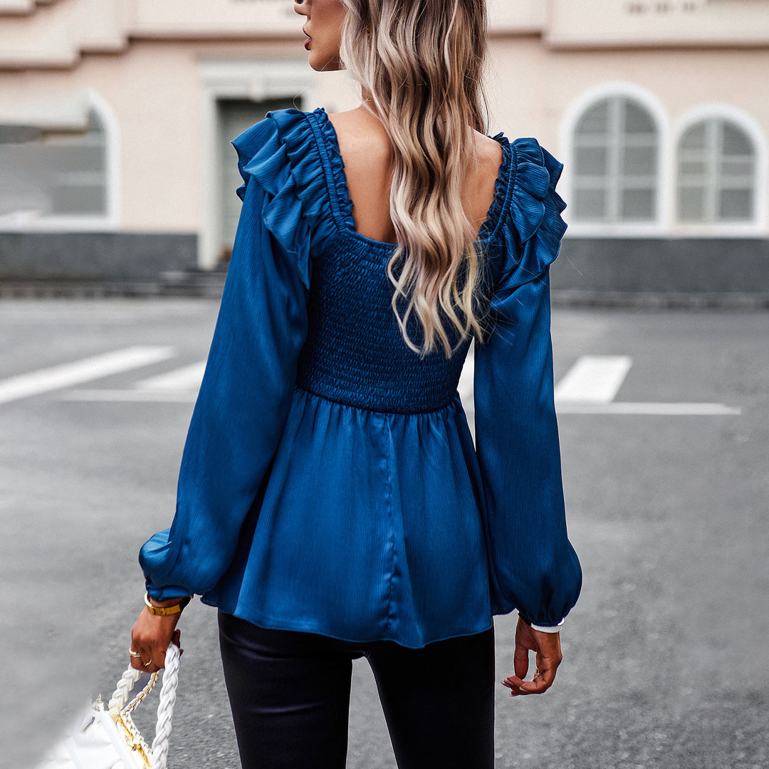 Blouse for women with ruffled details and an elastic waist Lune London