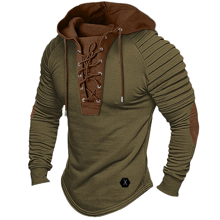 Men's casual hoodie with trendy lace-up design and structured sleeves Lune London