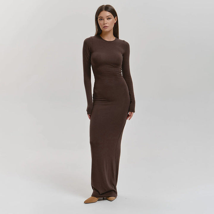 Women's Elegant Long Sleeve Maxi Dress with Figure-Shaping Cut and High Comfort Lune London