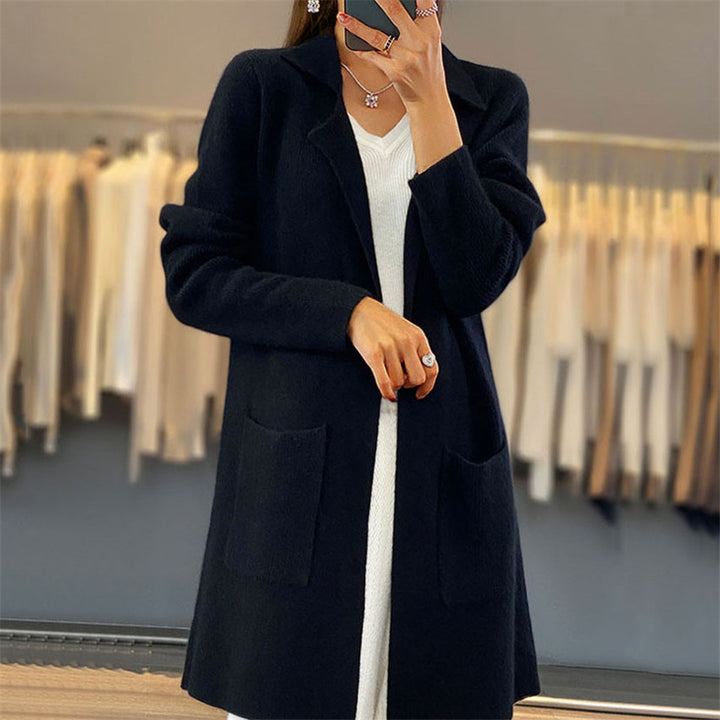 Oversized women’s cardigan with a deep V-neck and practical pockets Lune London