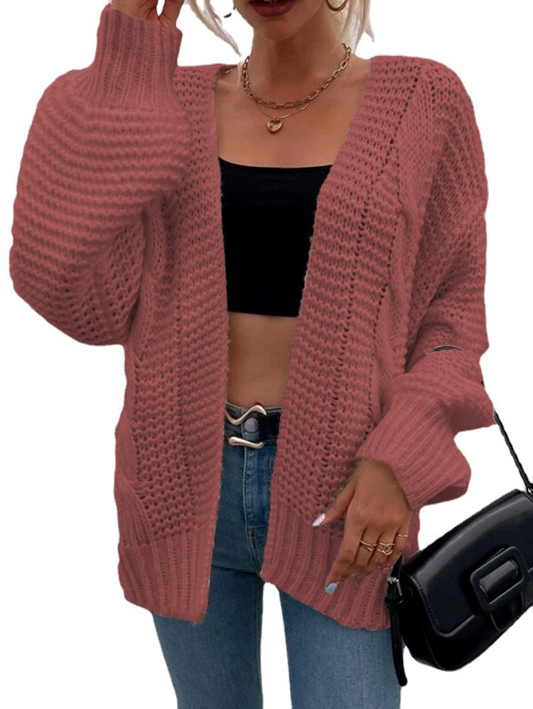 Women Open front knit cardigan with practical pockets Lune London