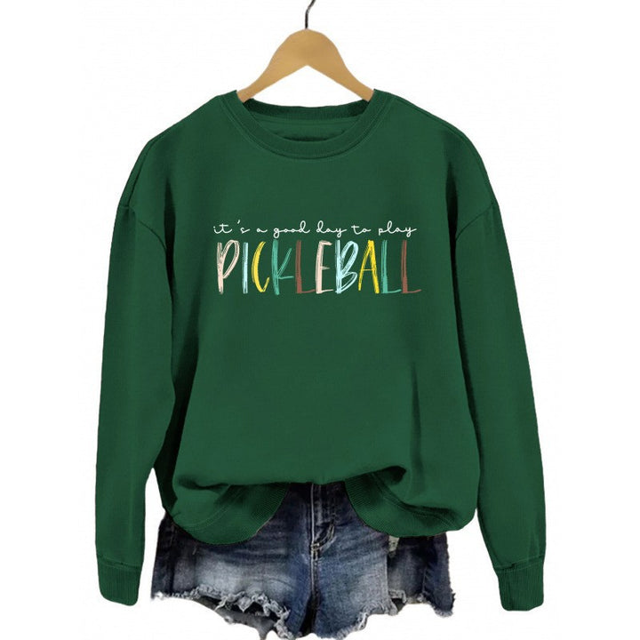 Women's casual sweatshirt with colorful pickleball print Lune London