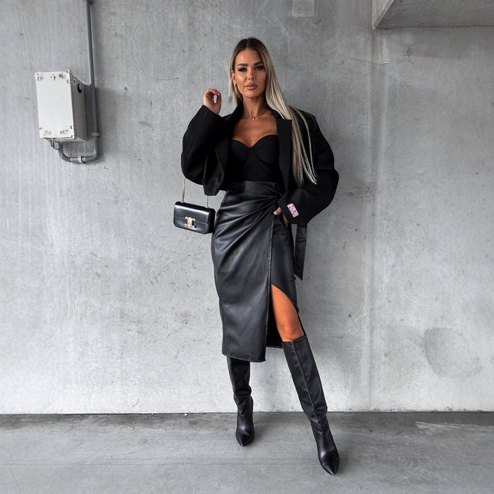 Women's Elegant Wrap Skirt with High Slit Lune London