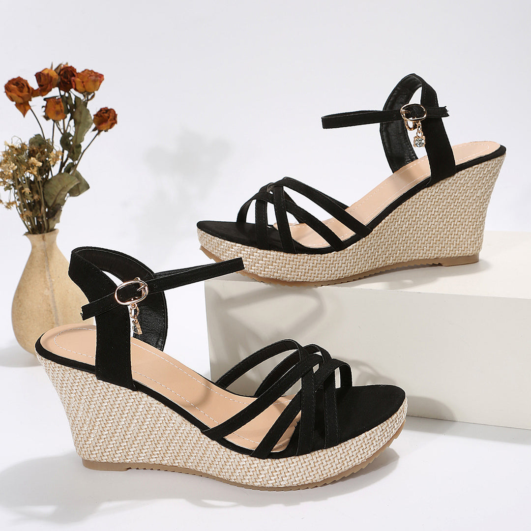 Wedge sandals for women with refined strap design and comfortable sole Lune London