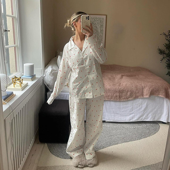 Comfortable night pants for ladies with hearts Lune London