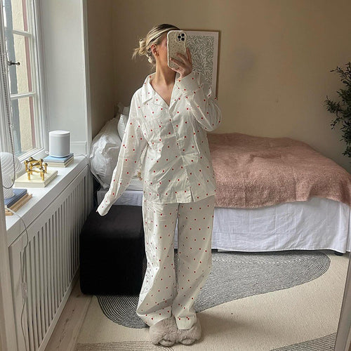 Comfortable night pants for ladies with hearts Lune London