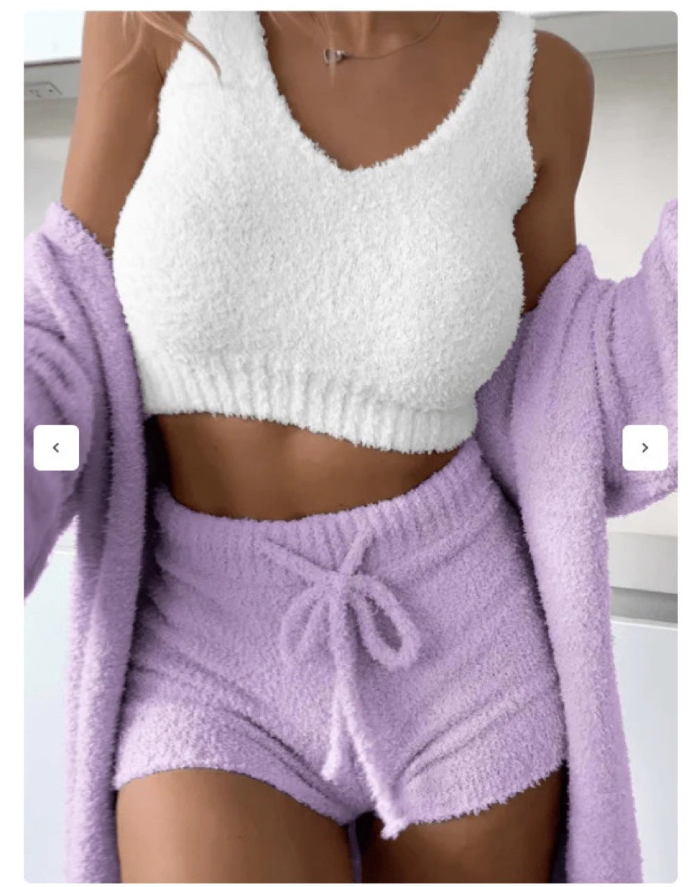 Women cozy lounge set with crop top and shorts Lune London