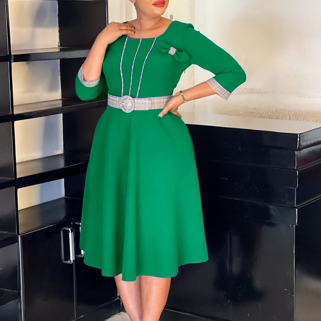 A-line dress for women with decorative belt at the waist and elegant details Lune London