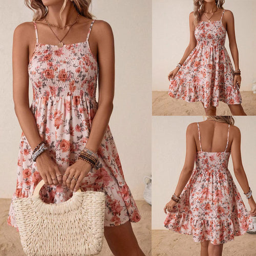 Ladies Ruffles Floral A-Line Mini Dress Lune London