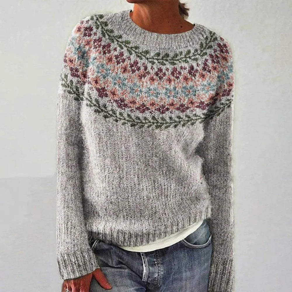 Pull confortable pour femmes avec jacquard floral et coupe large Chic & Stil