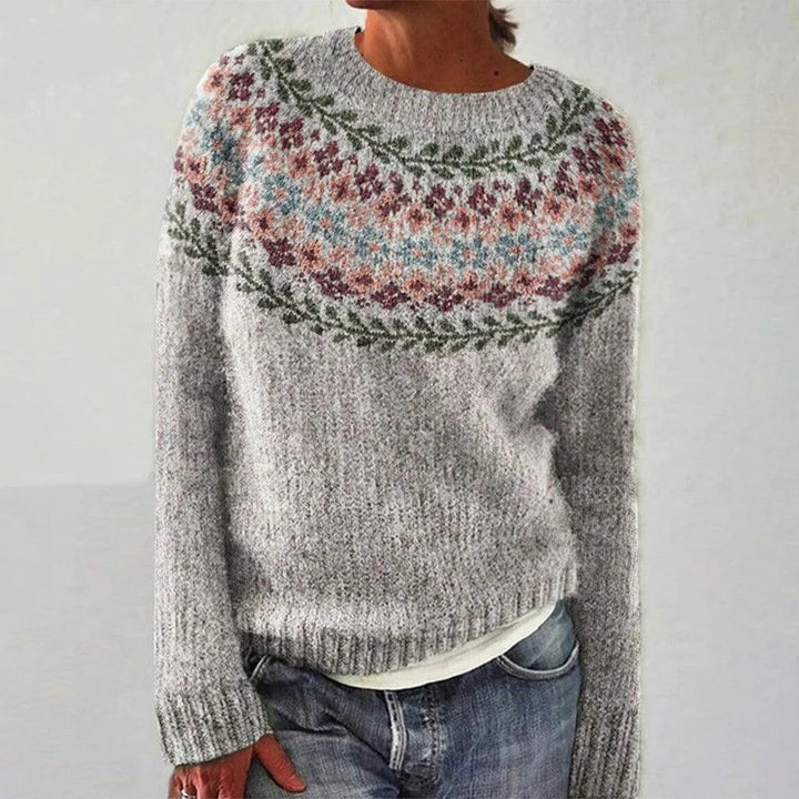 Pull confortable pour femmes avec jacquard floral et coupe large Chic & Stil