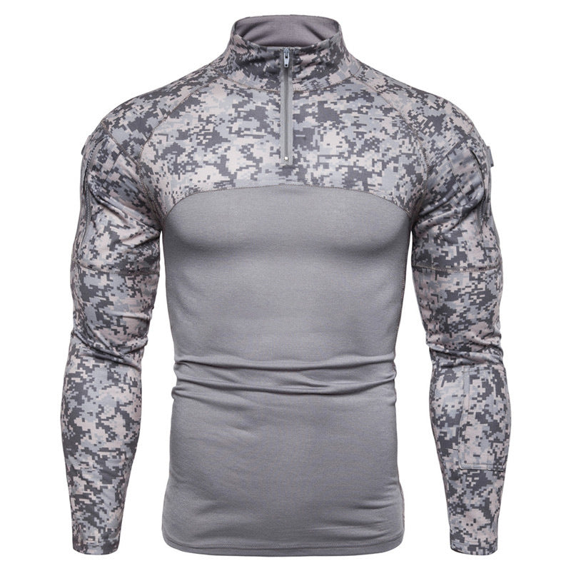 Functional sweater for men with partial zip and modern camouflage design Lune London