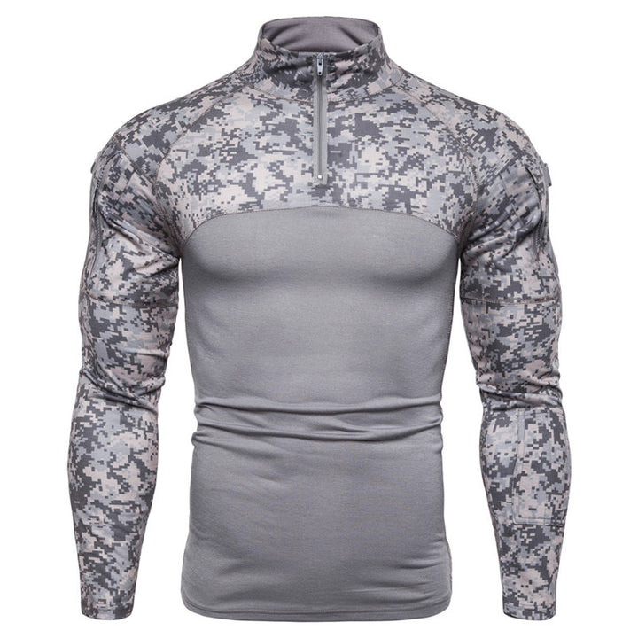 Functional sweater for men with partial zip and modern camouflage design Lune London