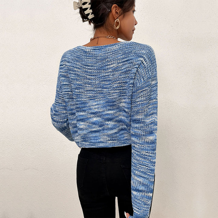 Pull en tricot oversize pour femmes avec encolure asymétrique et motif tendance Chic & Stil