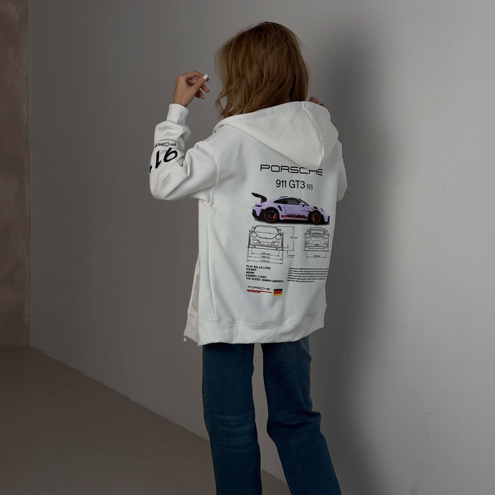Women's hoodie with creative Porsche design Lune London