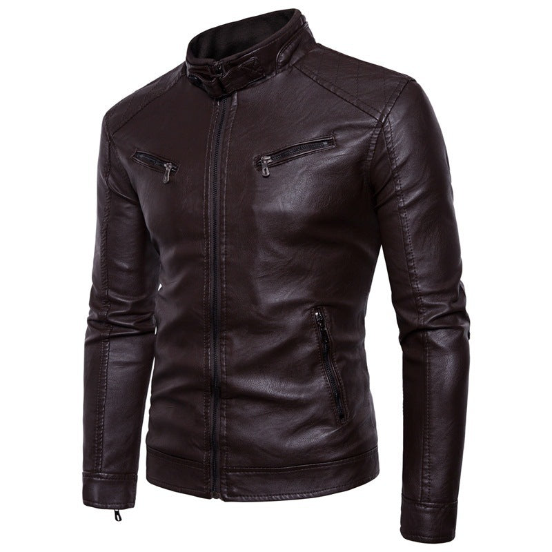Lune London stylish motorcycle jacket for men in faux leather with high collar