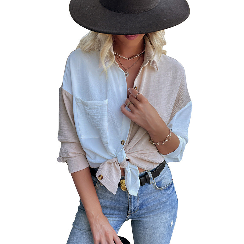 Chemise blouse oversize pour femmes avec deux designs de couleur et détails de boutons à la mode Chic & Stil