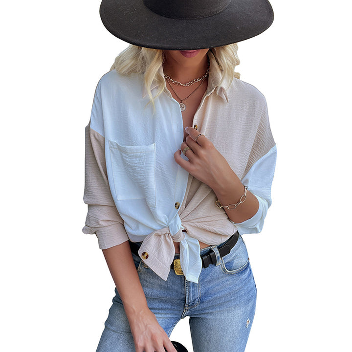 Chemise blouse oversize pour femmes avec deux designs de couleur et détails de boutons à la mode Chic & Stil