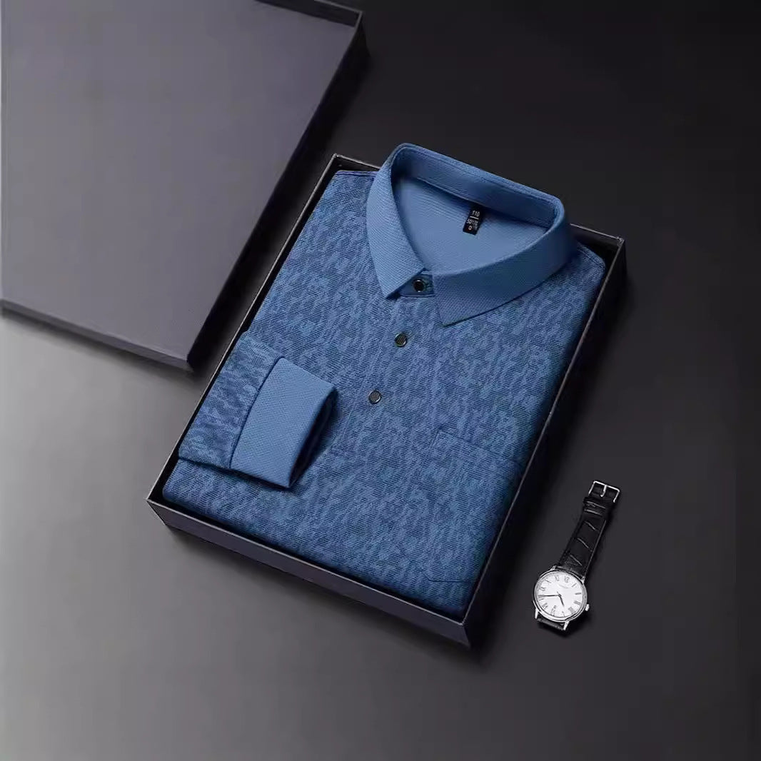 Polo shirt for men with graphic pattern and breathable functional material Lune London