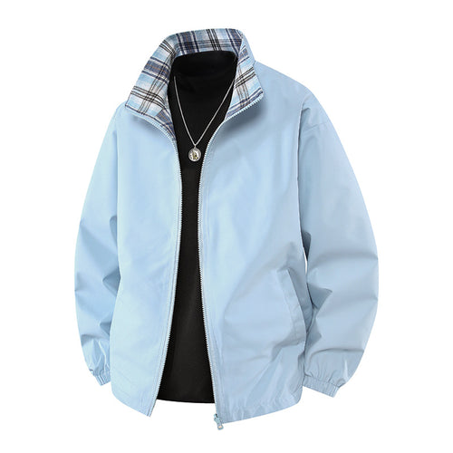 Lightweight bomber jacket for men with checkered collar Lune London