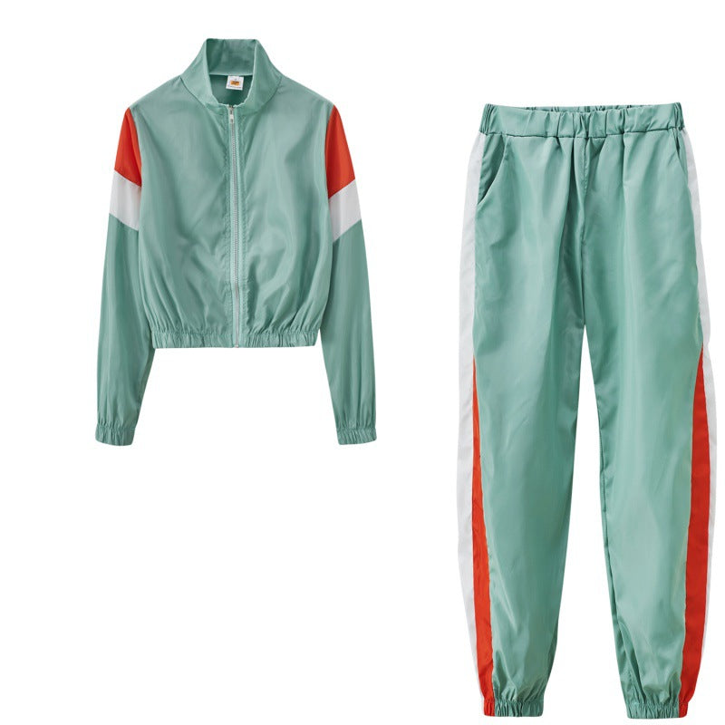 Ladies Trendy Sports Set with Colorblock Design and Elastic Waist Lune London