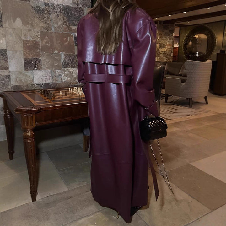 Lune London elegant ladies' leather jacket with voluminous sleeves and a belt at the waist