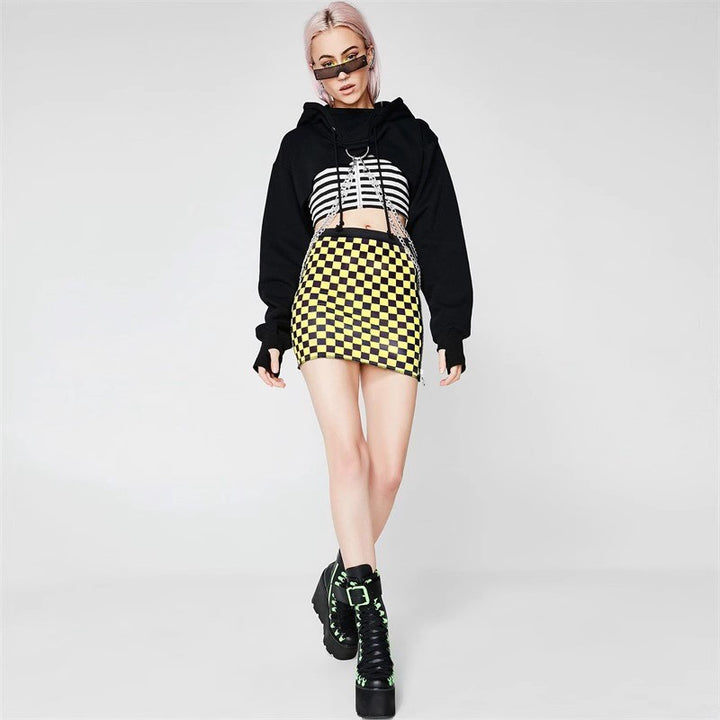 Women's Urban Crop Hoodie with Chic and Stylish Metallic Details