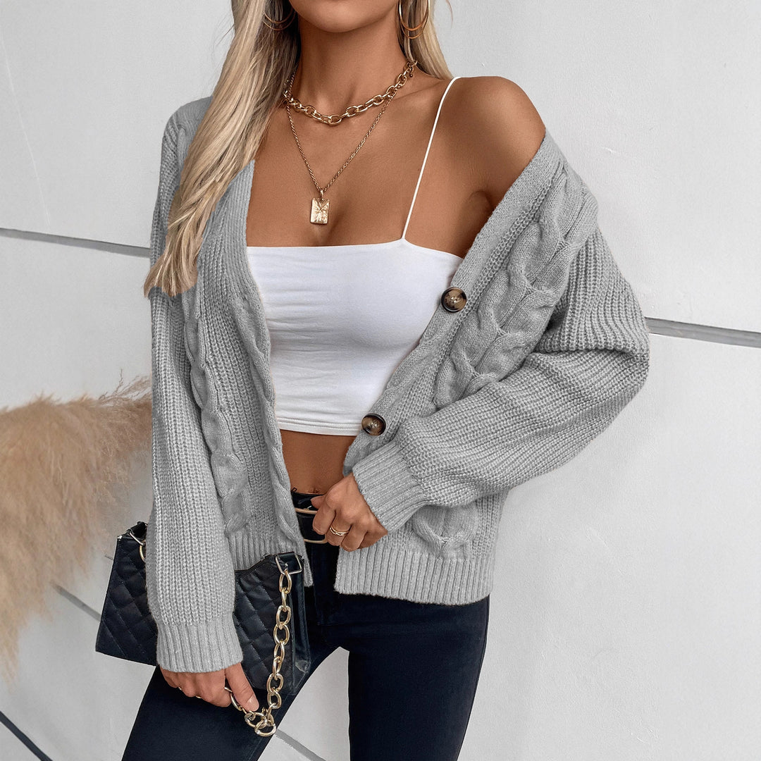 Cardigan for women with cable pattern and button details Lune London