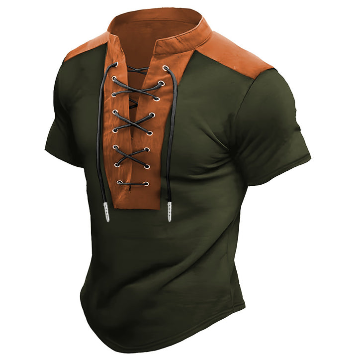 Men Leisure Short Sleeve Lace-Up Top Lune London
