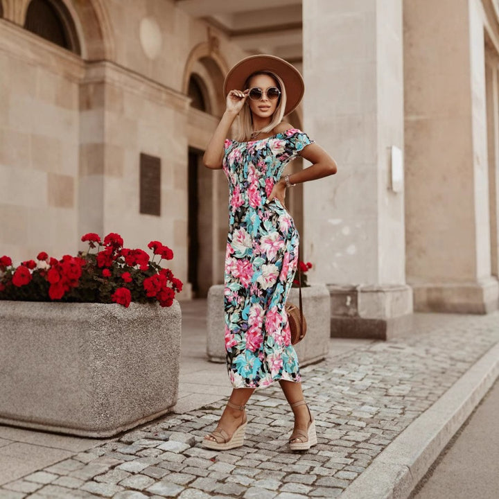 Chic and stylish floral maxi dress with off-the-shoulder for women