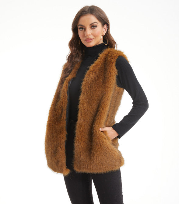 Women luxury faux fur gilet Lune London