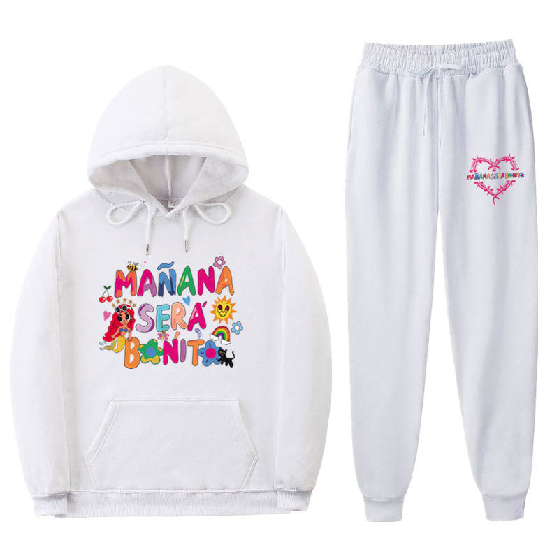 Women's Sweatshirt and Jogging Pants Set with Colorful Print Lune London
