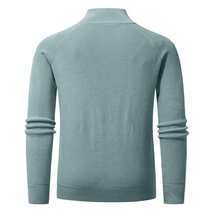 High-quality knitted sweater for men with turtle neck and modern zipper Lune London