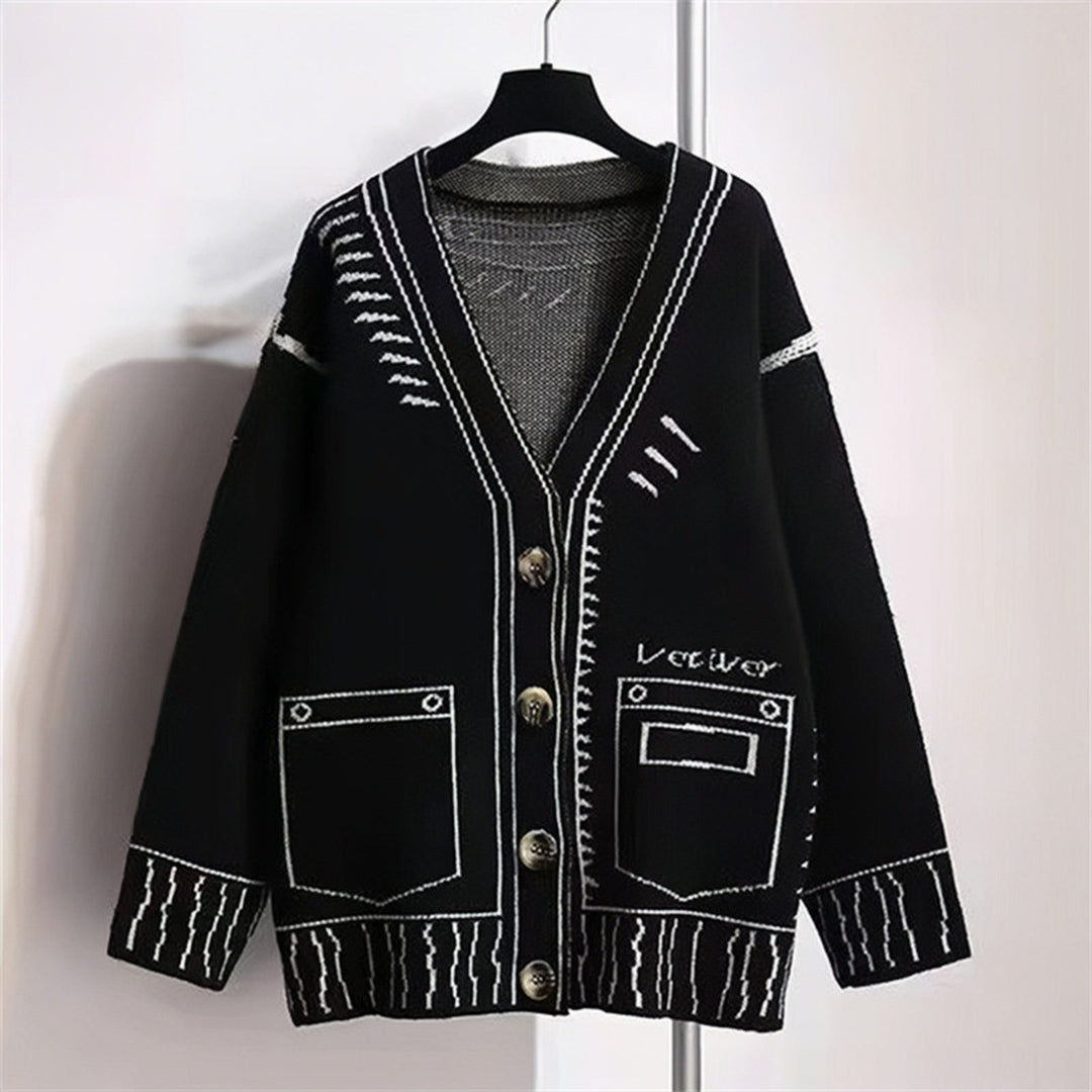 Women's Cardigan with Unique Graphic Design and High-Quality Button Details Lune London