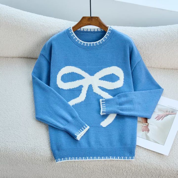 Patterned sweater for women with bow pattern Lune London