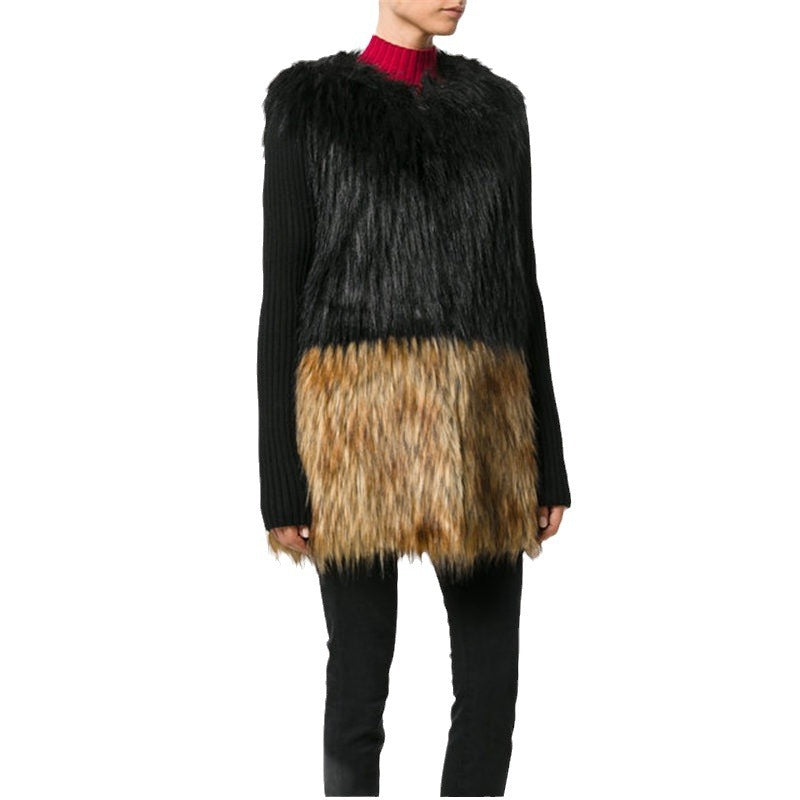 Ladies Luxurious Faux Fur Jacket with Natural Color Gradient Lune London