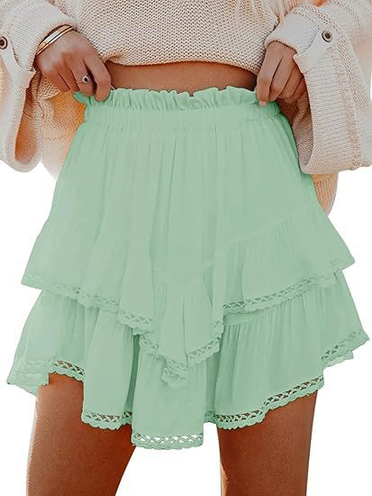 Summer skirt for women with voluminous lace details and an elastic waist Lune London