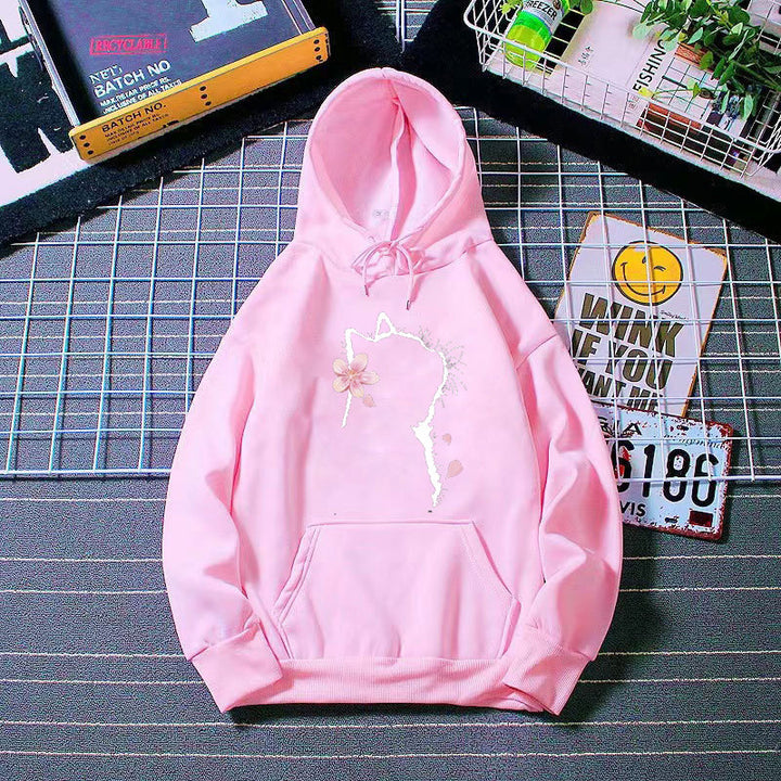 Women's hoodie with floral cat design Chic & Stil
