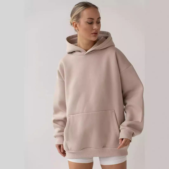 Ladies oversized hoodie with a practical kangaroo pocket design Lune London