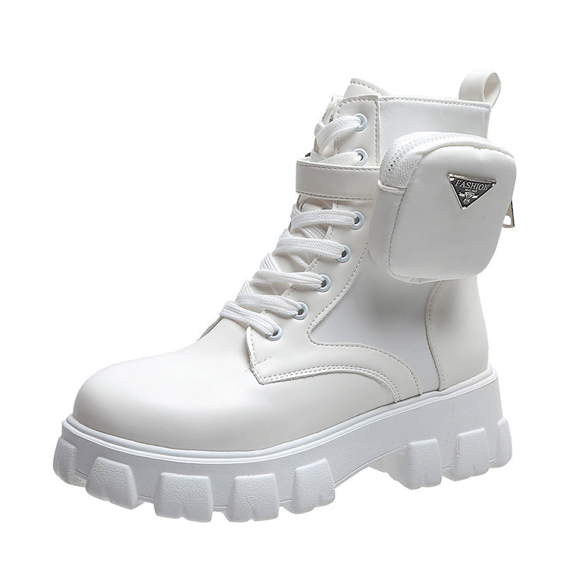 Women Chunky Boots with Practical Side Pocket Design Lune London