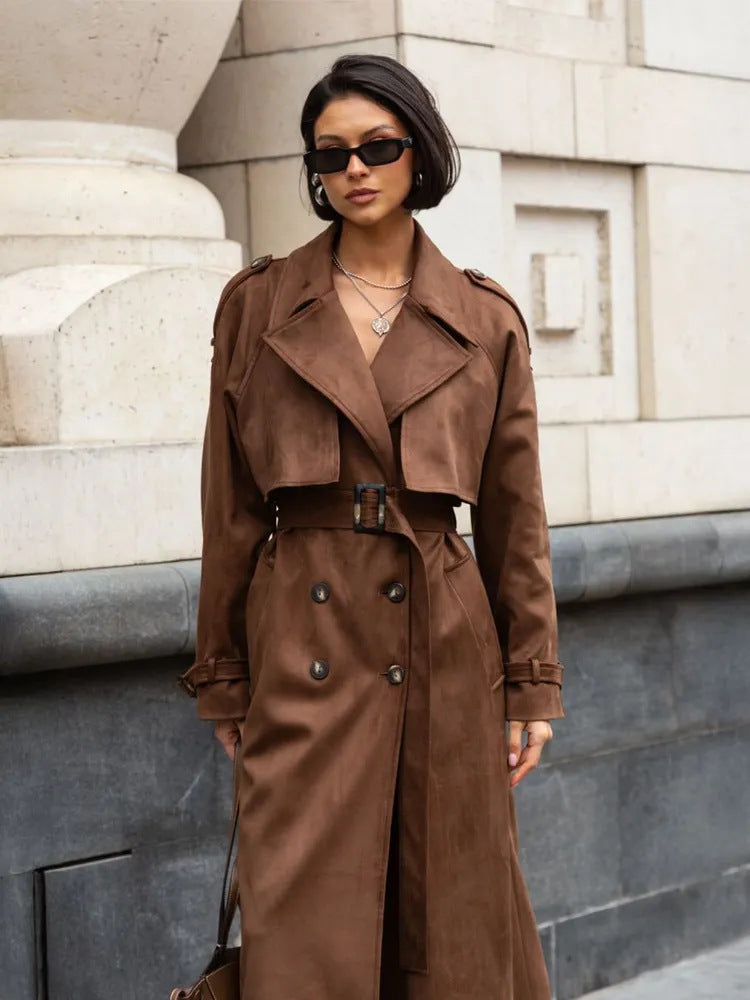 Fashion short jacket for women in biker style with large collar and belt detail Lune London
