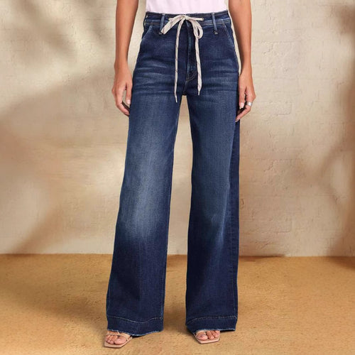 Jeans larges pour femmes avec taille adjustable et détail tendance Chic & Stil