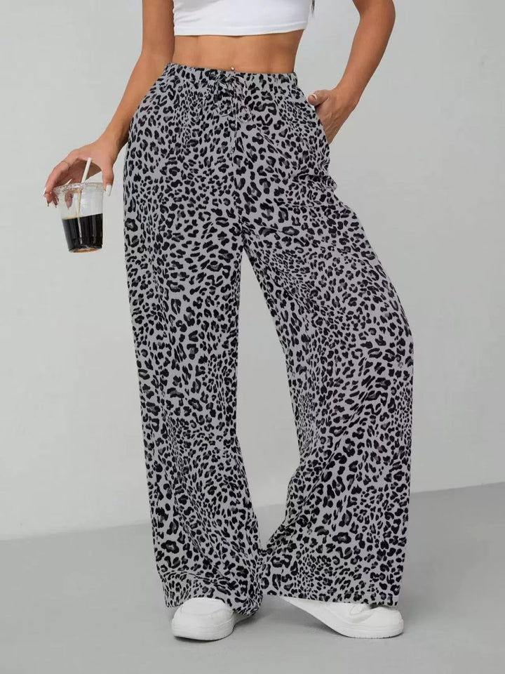 Pantalons en chiffon large pour femmes à motif léopard Lune London