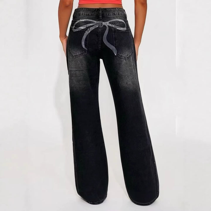Women's wide High-Waist Jeans with unique texture Lune London