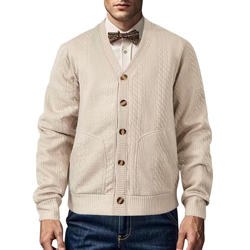 Men's knitted jacket with classic design and structured pattern Lune London