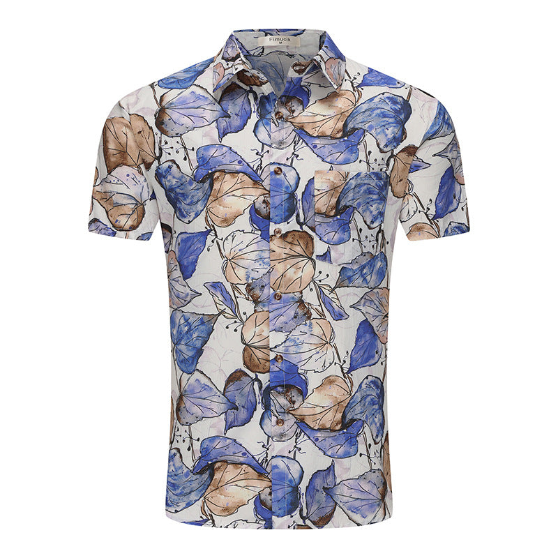 Short-sleeved shirt for men with floral accents and breathable fabric Lune London