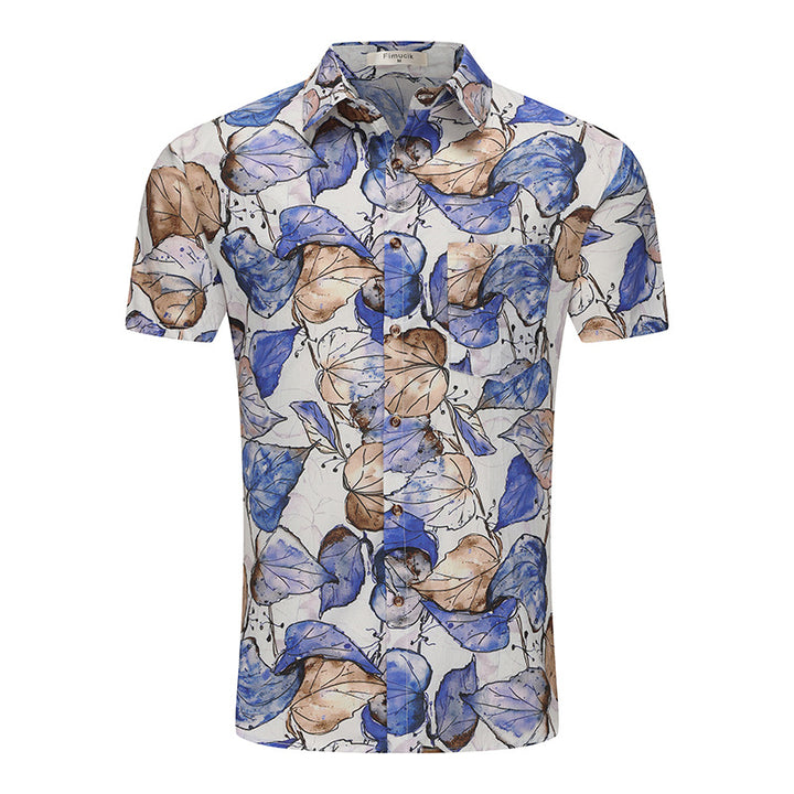 Short-sleeved shirt for men with floral accents and breathable fabric Lune London