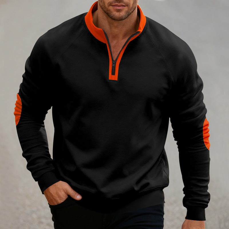 Men's sporty hoodie with short zipper and contrasting elements in Lune London