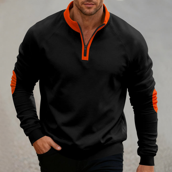 Men's sporty hoodie with short zipper and contrasting elements in Lune London