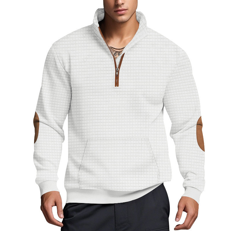 Sporty pullover for men with half-zip closure and textured surface Lune London